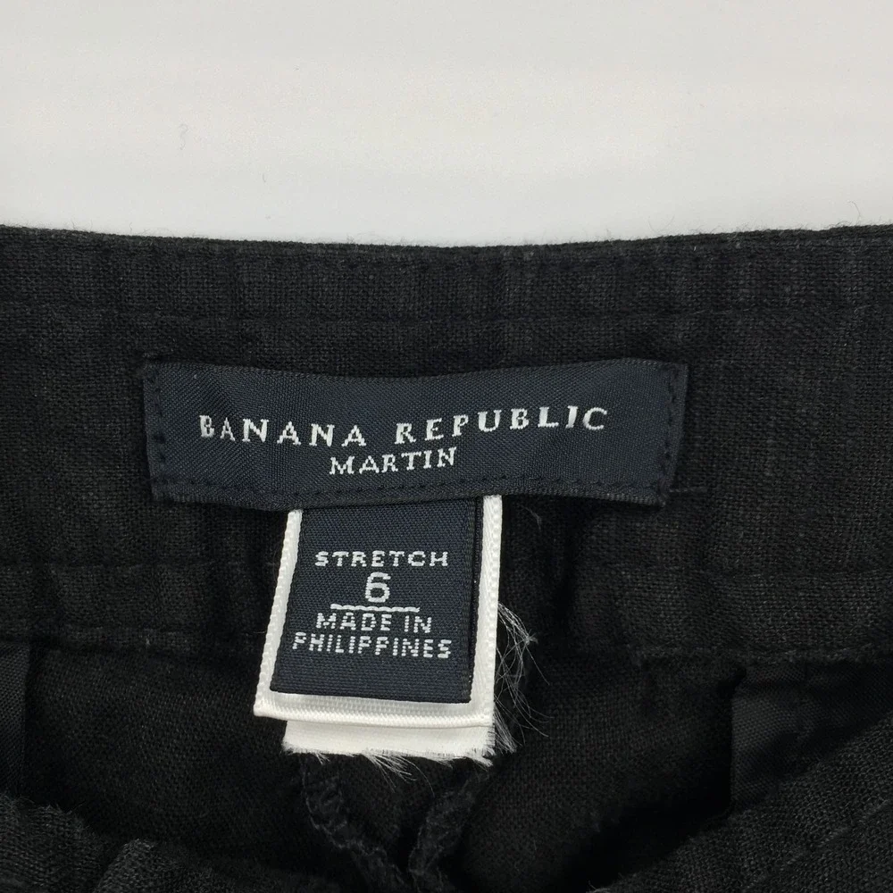 Banana Republic Martin Black linen‎ blend trouser pants lightweight minimalist 6
